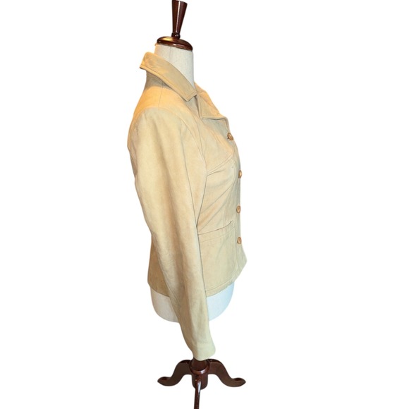 Vintage 90s Nine West Beige Soft Lather Button Up Jacket Women's Small - Picture 3 of 12